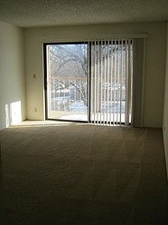 Spacious living room with patio/deck access & lots of light